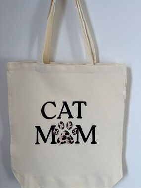 Leopard Cat Mom Canvas Tote bag